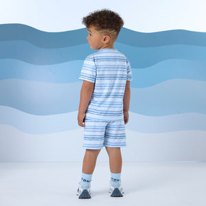 SS25 Mitch & Son FERNANDO Blue Striped Soft Shorts Set