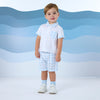 SS25 Mitch & Son FABIAN Blue & White Gingham Polo Pocket Shorts Set