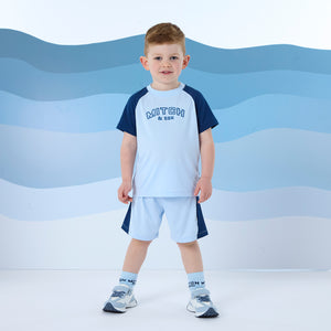 SS25 Mitch & Son FELIX Blue Poly Logo Soft Shorts Set