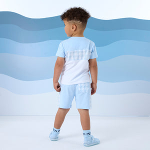 SS25 Mitch & Son FRANCISCO Blue & White Gingham Soft Shorts Set