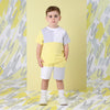 SS25 Mitch & Son GRAY Yellow Grey & White Cut & Sew Soft Shorts Set