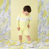 SS25 Mitch & Son GARY Yellow & White Panel Logo Sweatshirt Shorts Set