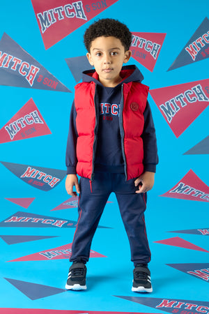 AW24 Mitch & Son BARKER Navy Blue & Red Reversible Gilet