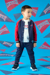 AW24 Mitch & Son BONZO & BRODY Navy Blue & Red Three Piece Logo Badge Zipper Tracksuit