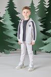 AW24 Mitch & Son Junior CALVIN & CHRISTOPHER Stone & Dark Grey Three Piece Zipper Hoody Tracksuit