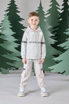 AW24 Mitch & Son Junior CAMDEN & CHARLES Stone Grey Logo Sweatshirt Hoody & Cargo Jogger Set