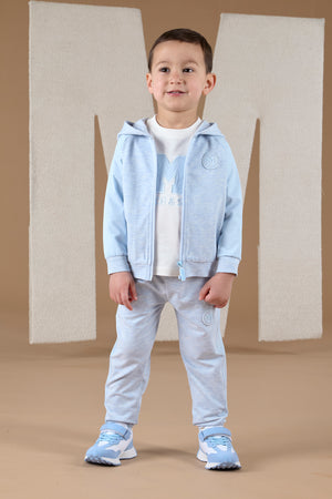 AW24 Mitch & Son ALBIE & ASHER Pale Blue Logo Zipper Three Piece Hoody Tracksuit