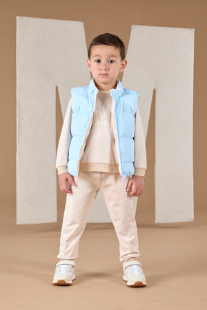 AW24 Mitch & Son ANDY Pale Blue & Beige Reversible Gilet