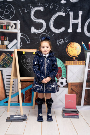 AW24 ADee BLAIR Back To School Navy Blue Hearts Raincoat