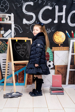 ADee BECKY Back To School Navy Blue Faux Fur Coat