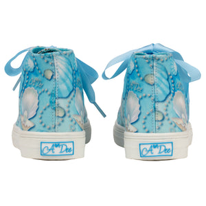 SS24 ADee JAZZY Aruba Blue & White Printed Canvas High Tops