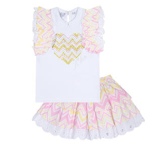 SS24 ADee LEANNE Bright White Chevron Skirt Set