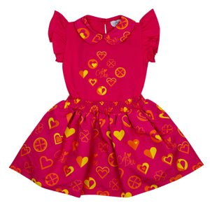 SS24 ADee MOLLY Hot Pink Colour Block Heart Print Dress