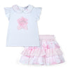 SS25 ADee CASEY White & Pink Hydrangea Frill Skirt Set