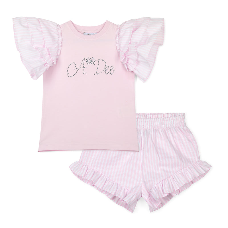 SS25 ADee COCO Pink Frill Logo Shorts Set