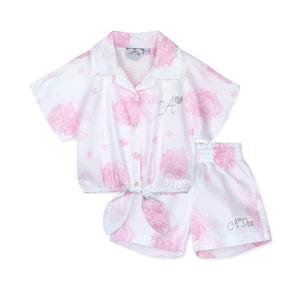 SS25 ADee CAROLINE White & Pink Hydrangea Print Poplin Shorts Set