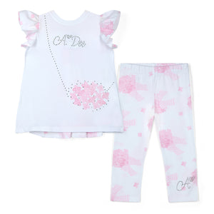 SS25 ADee CLARA White & Pink Floral Handbag Leggings Set