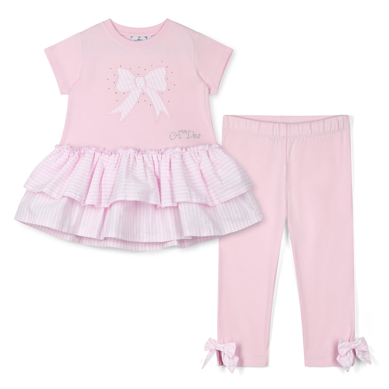 SS25 ADee CECELIA Pink Bow Logo Leggings Set