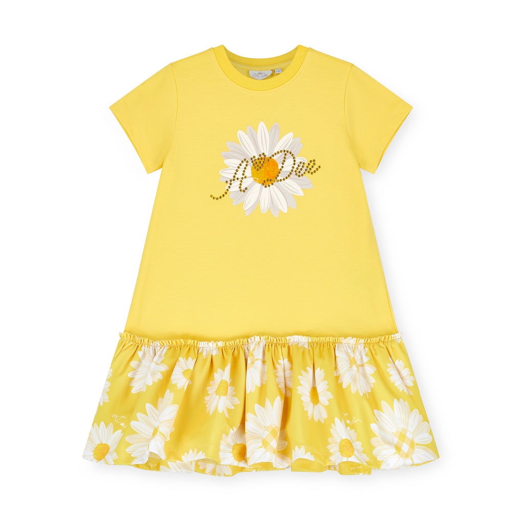 SS25 ADee DOVE White & Yellow Daisy Drop Waist Dress