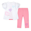 SS25 ADee ELLA White & Pink Hearts Leggings Set