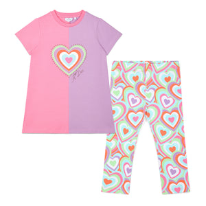 SS25 ADee ERIN Pink & Purple Colour Block Heart Leggings Set