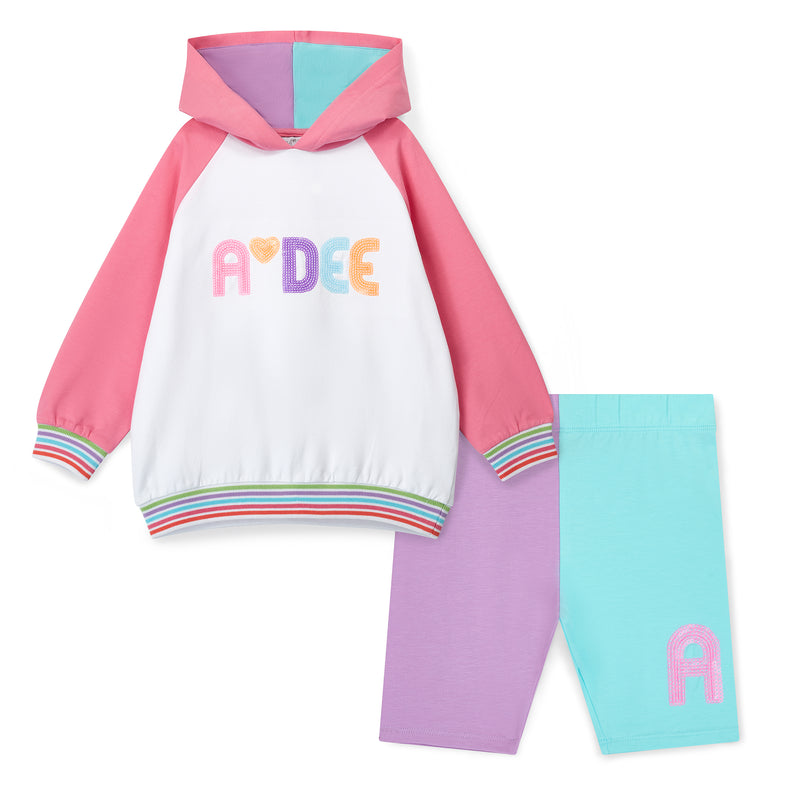 SS25 ADee ELOISE Multicoloured Hoody Cycling Shorts Set