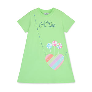 SS25 ADee DANICA Green Striped Heart Handbag Lollipop Logo Dress