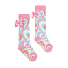 SS25 ADee ELENA Multicoloured Heart Print Bow Knee High Socks