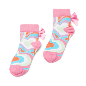 SS25 ADee EVIE Multicoloured Heart Print Bow Ankle Socks