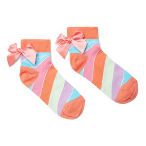 SS25 ADee EVIE Multicoloured Striped Bow Ankle Socks