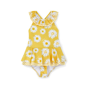 SS25 ADee OCEANA Yellow & White Daisy Print Frill Swimsuit