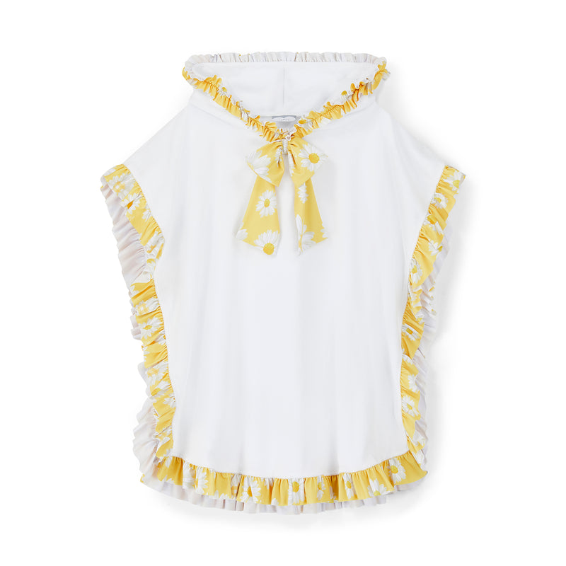 SS25 ADee BUBBLES White & Yellow Daisy Print Bow Frill Poncho