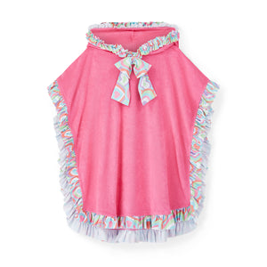 SS25 ADee BUBBLES Multicoloured Heart Print Bow Frill Poncho