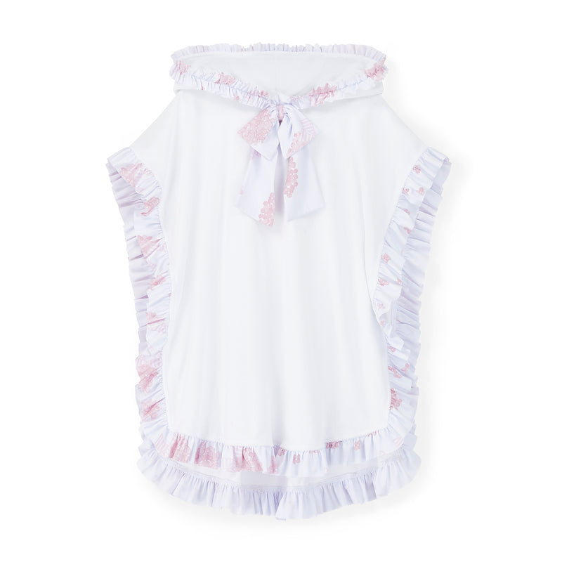 SS25 ADee BUBBLES White & Pink Hydrangea Print Bow Frill Poncho