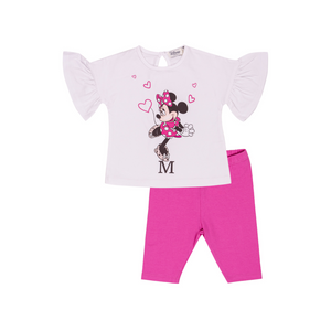 SS25 EMC Disney Pink & White Minnie Mouse Initial Frill Leggings Set