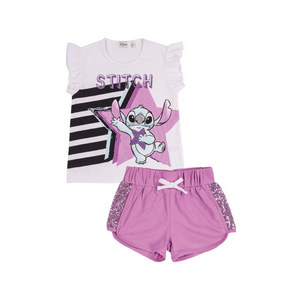 SS25 EMC Disney Purple & White Stitch Star Sequin Shorts Set