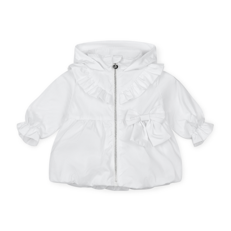 SS25 Little A BOBBIE White Bow Frill Hooded Jacket