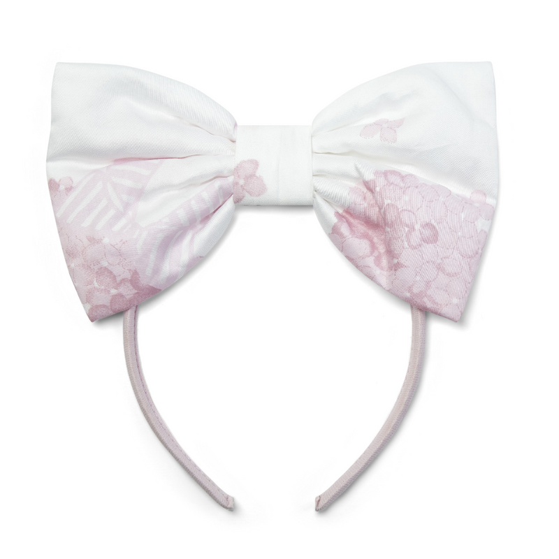 SS25 ADee CASSANDRA White & Pink Hydrangea Print Bow Headband