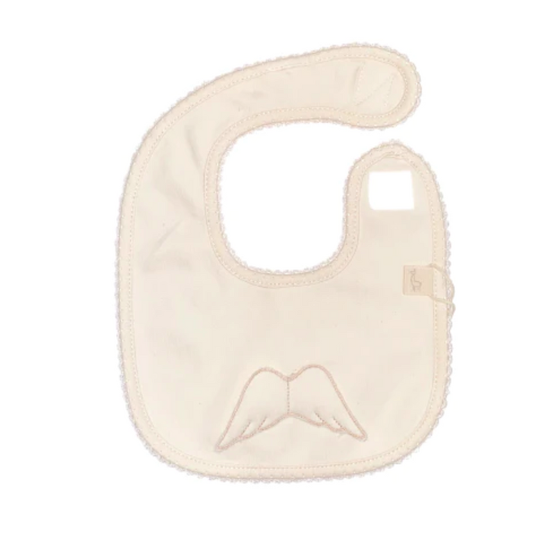 AW24 Baby Gi Beige Cotton Angel Wings Bib