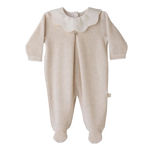 AW24 Baby Gi Beige Velour Scallop Pique Babygrow