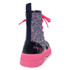 AW24 Billieblush Pink & Purple Logo Floral Glitter Boots