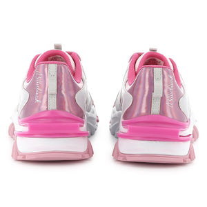 SS25 Billieblush Pink White & Silver Holographic Logo Trainers