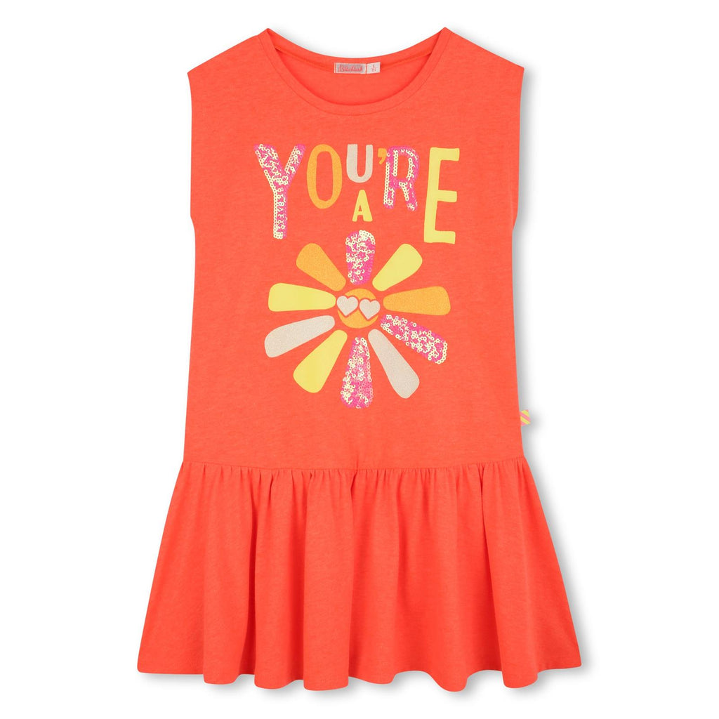 SS25 Billieblush Coral 'You're A' Sunshine Sequin Dress