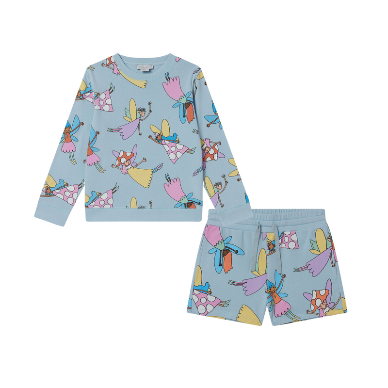 SS25 Stella McCartney Blue Fairies Sweat Shorts Set