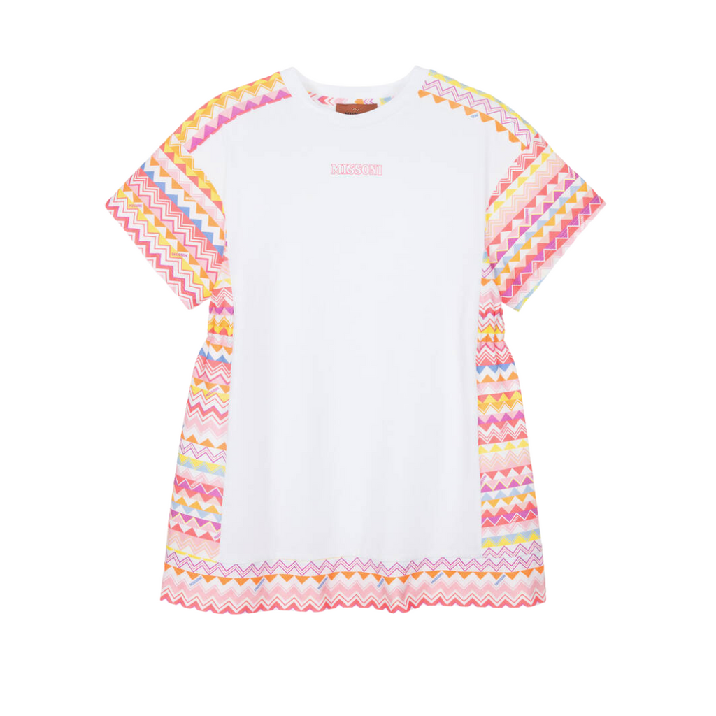 SS25 Missoni White & Pink Multicoloured Zig Zag Logo Dress