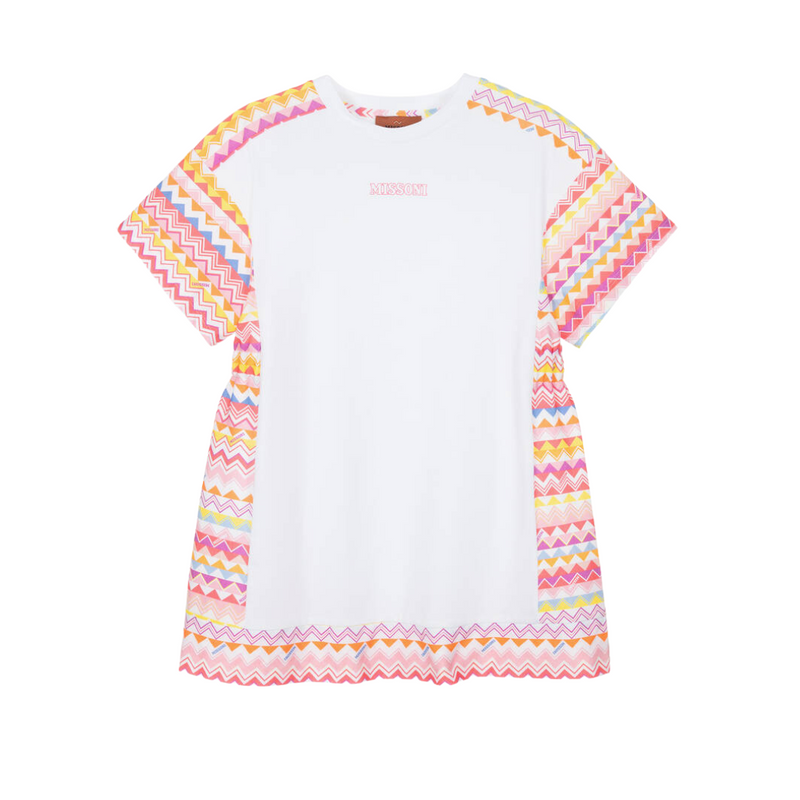 SS25 Missoni White & Pink Multicoloured Zig Zag Logo Dress