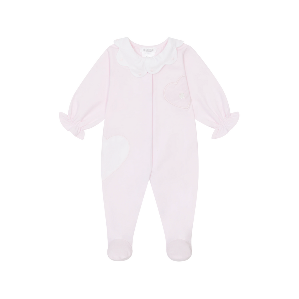 SS25 Deolinda Pink & White Scallop Hearts Babygrow