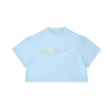 SS25 Bonini SHINE Blue Multicoloured Swirl Logo Crop T-Shirt