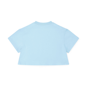 SS25 Bonini SHINE Blue Multicoloured Swirl Logo Crop T-Shirt