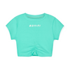 SS25 Bonini ASPIRE Mint & White Logo Short Sleeve Ruched Top